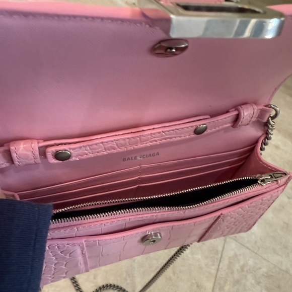 NWT Balenciaga Hourglass Croc- Embossed Wallet On Chain - Picture 5 of 6